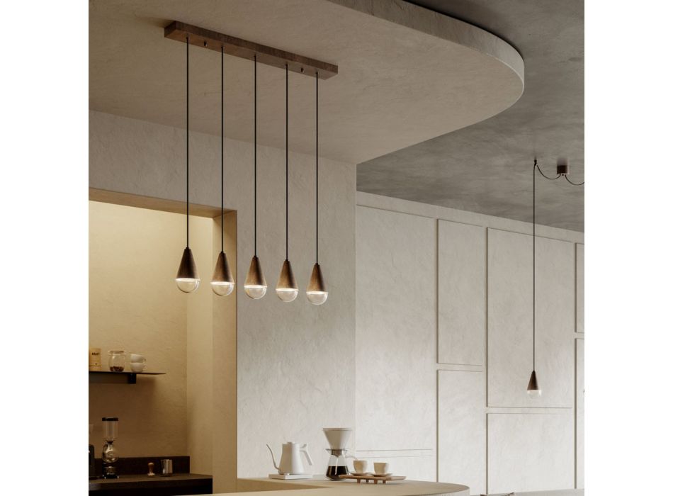 Żyrandol z 5 lampkami z żelaza i szkła Made in Italy - Cloudy Viadurini