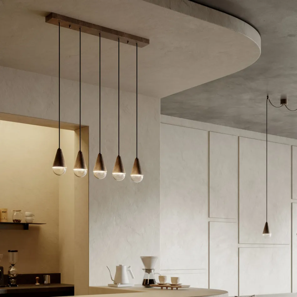 Żyrandol z 5 lampkami z żelaza i szkła Made in Italy - Cloudy Viadurini