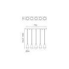 Żyrandol z 5 lampkami z żelaza i szkła Made in Italy - Cloudy Viadurini