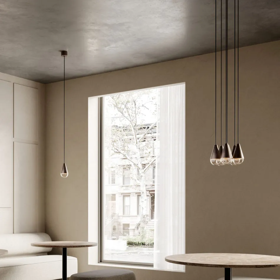 Żyrandol z 6 lampami z żelaza i szkła Made in Italy - Cloudy Viadurini