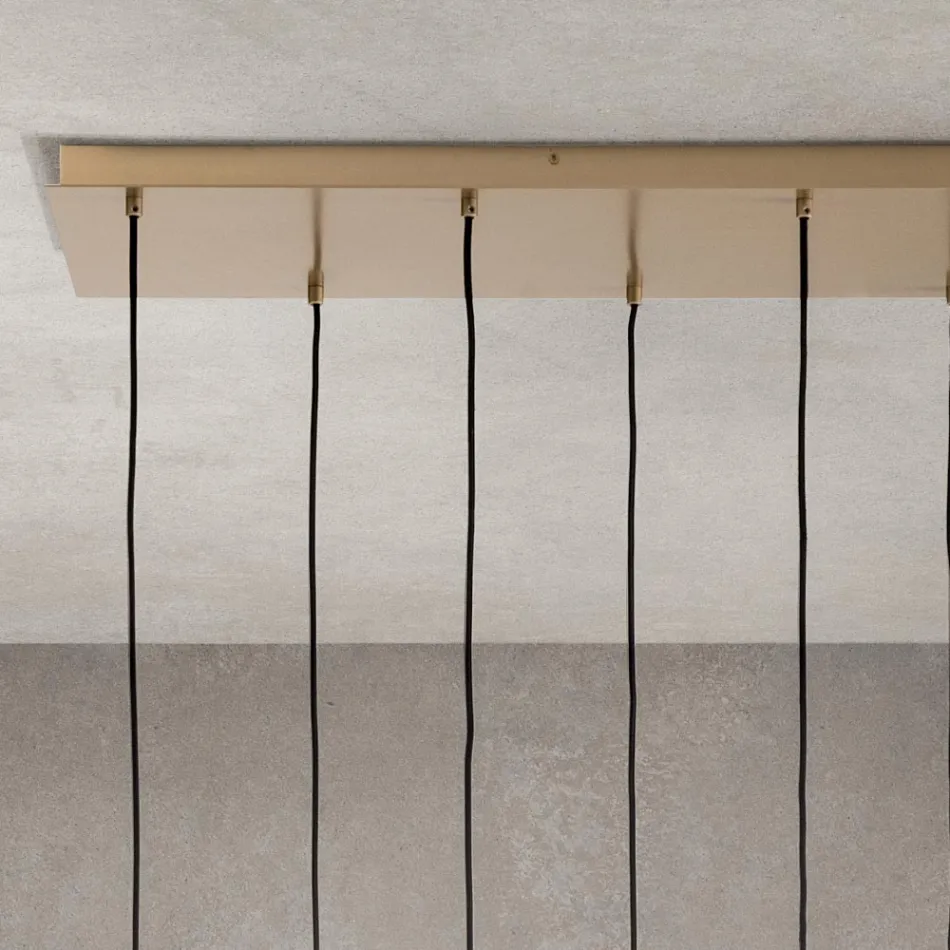 Żyrandol z 6 światłami z dmuchanego szkła w kształcie kuli Made in Italy - Prilla Viadurini