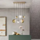 Żyrandol z 6 światłami z dmuchanego szkła w kształcie kuli Made in Italy - Prilla Viadurini