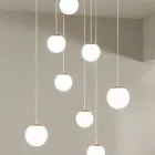 Żyrandol z 8 diodami LED pokryty opcjonalnym kolorowym szkłem i podstawą z metalu - buk Viadurini