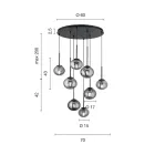 Żyrandol z 8 diodami LED z metalu malowanego na złoto i dmuchanego szkła - Ailanto Viadurini