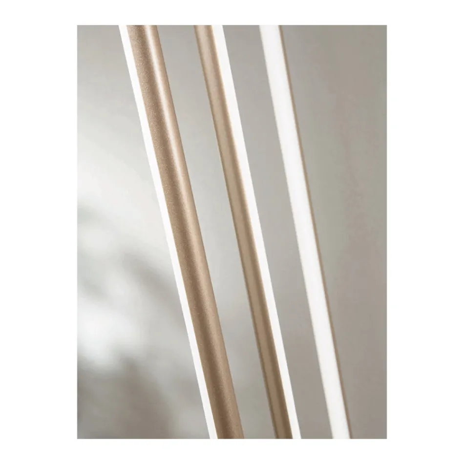 Żyrandol z 8 diodami LED z metalu malowanego na złoto i regulowanymi przewodami - pomarańczowy Viadurini