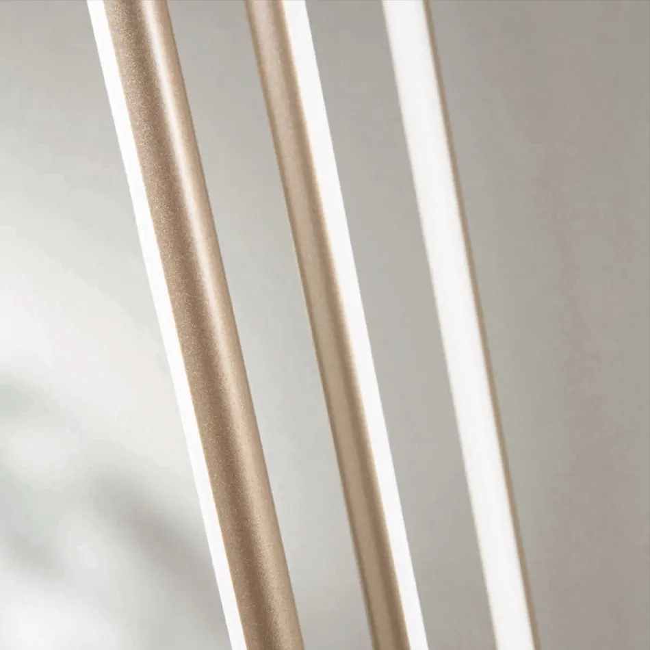 Żyrandol z 8 diodami LED z metalu malowanego na złoto i regulowanymi przewodami - pomarańczowy Viadurini