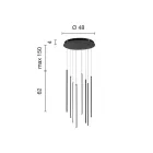 Żyrandol z 8 diodami LED z metalu malowanego na złoto i regulowanymi przewodami - pomarańczowy Viadurini