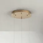 Żyrandol z okrągłą podstawą z metalu malowanego na złoto i oświetleniem LED - Grab Viadurini