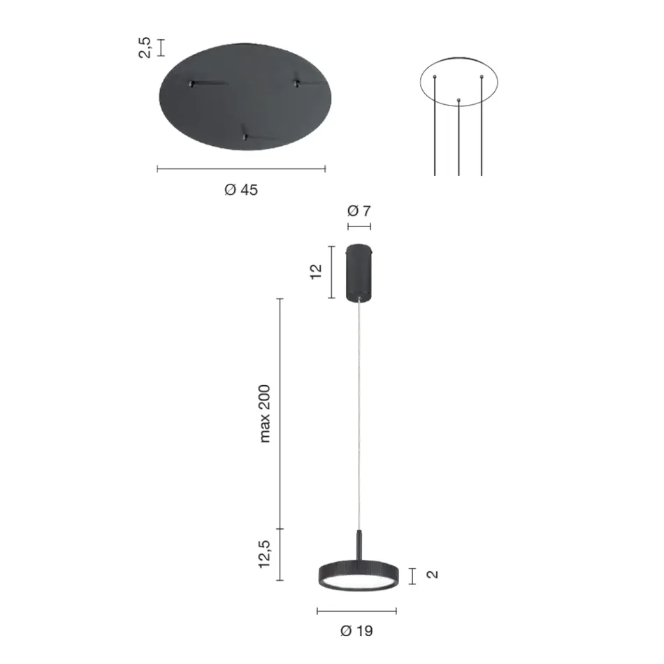 Żyrandol z okrągłą podstawą z metalu malowanego na złoto i oświetleniem LED - Grab Viadurini