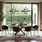 Żyrandol z korpusem szklanym i 3 aluminiowymi kółkami - Clara Viadurini