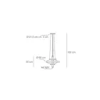 Żyrandol z korpusem szklanym i 3 aluminiowymi kółkami - Clara Viadurini