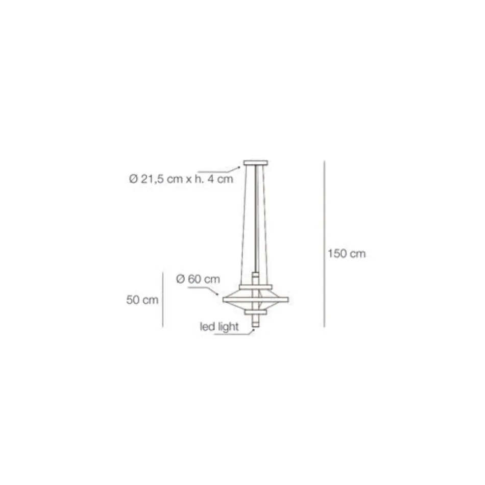 Żyrandol z korpusem szklanym i 3 aluminiowymi kółkami - Clara Viadurini