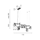 Żyrandol z diodami LED z metalu malowanego na złoto i dmuchanego szkła - Ailanto Viadurini