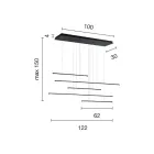 Żyrandol z poziomymi diodami LED z metalu i regulowanymi przewodami - pomarańczowy Viadurini