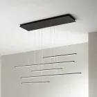 Żyrandol z poziomymi diodami LED z metalu i regulowanymi przewodami - pomarańczowy Viadurini