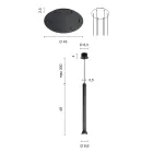 Żyrandol z metalową ramą malowaną na czarno i regulowanymi linkami - brzoza Viadurini
