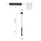 Żyrandol z metalową ramą malowaną na złoto i regulowanymi linkami - brzoza Viadurini