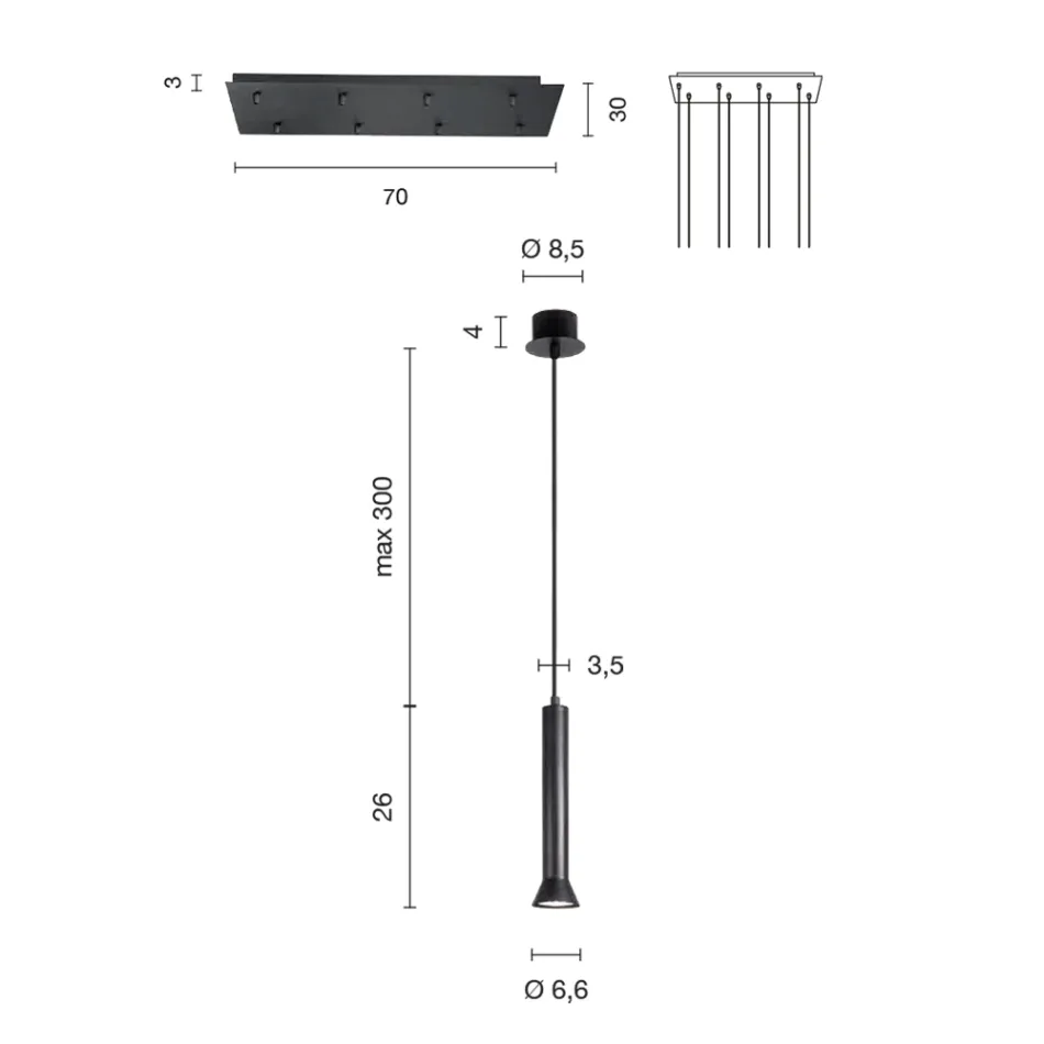 Żyrandol z metalową ramą malowaną na złoto i regulowanymi linkami - brzoza Viadurini