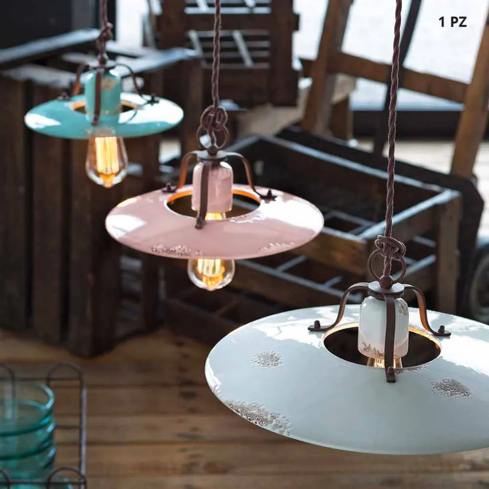 Żyrandol w kraju ceramiczne i metalowe Monica Ferroluce Viadurini