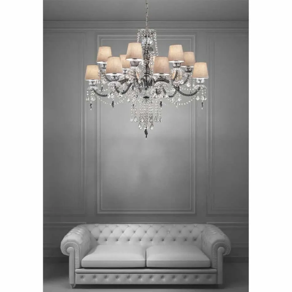 Żyrandol ze szkła weneckiego 12 lamp, Made in Italy - Milagros Viadurini