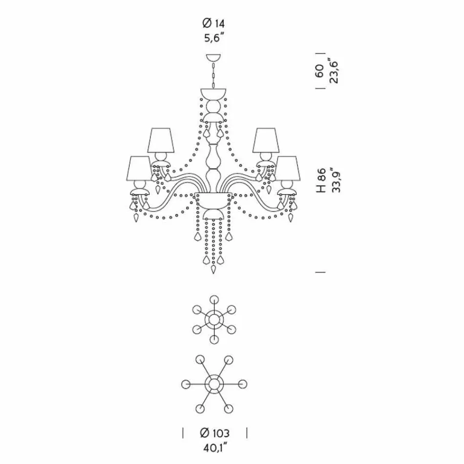 Żyrandol ze szkła weneckiego 12 lamp, Made in Italy - Milagros Viadurini