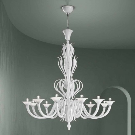 Żyrandol ze szkła weneckiego 12 świateł Ręcznie robiony we Włoszech - Agustina Viadurini