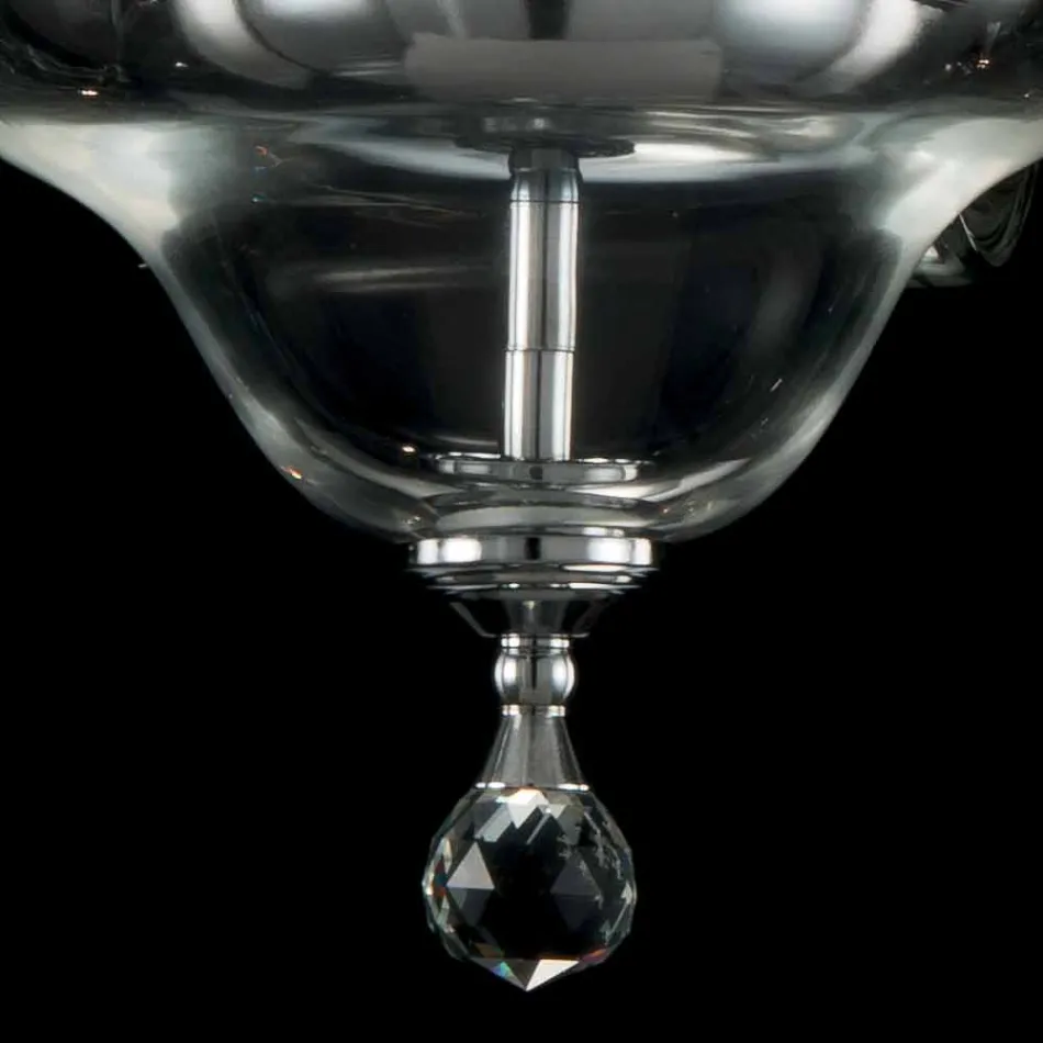 projekt żyrandol 6 diod szkło i kryształ Ivy, wykonane we Włoszech Viadurini