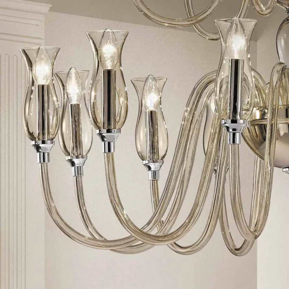 Ręcznie robiony żyrandol z 18 lampkami ze szkła weneckiego Made in Italy - Vittoria Viadurini