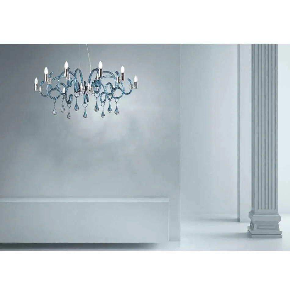 Ręcznie robiony 9 lekki żyrandol ze szkła weneckiego Made in Italy - Bernadette Viadurini