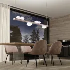 Żyrandol aluminiowy z białym, dmuchanym szkłem - Alma Viadurini