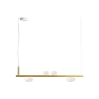 Żyrandol aluminiowy z białym, dmuchanym szkłem - Alma Viadurini