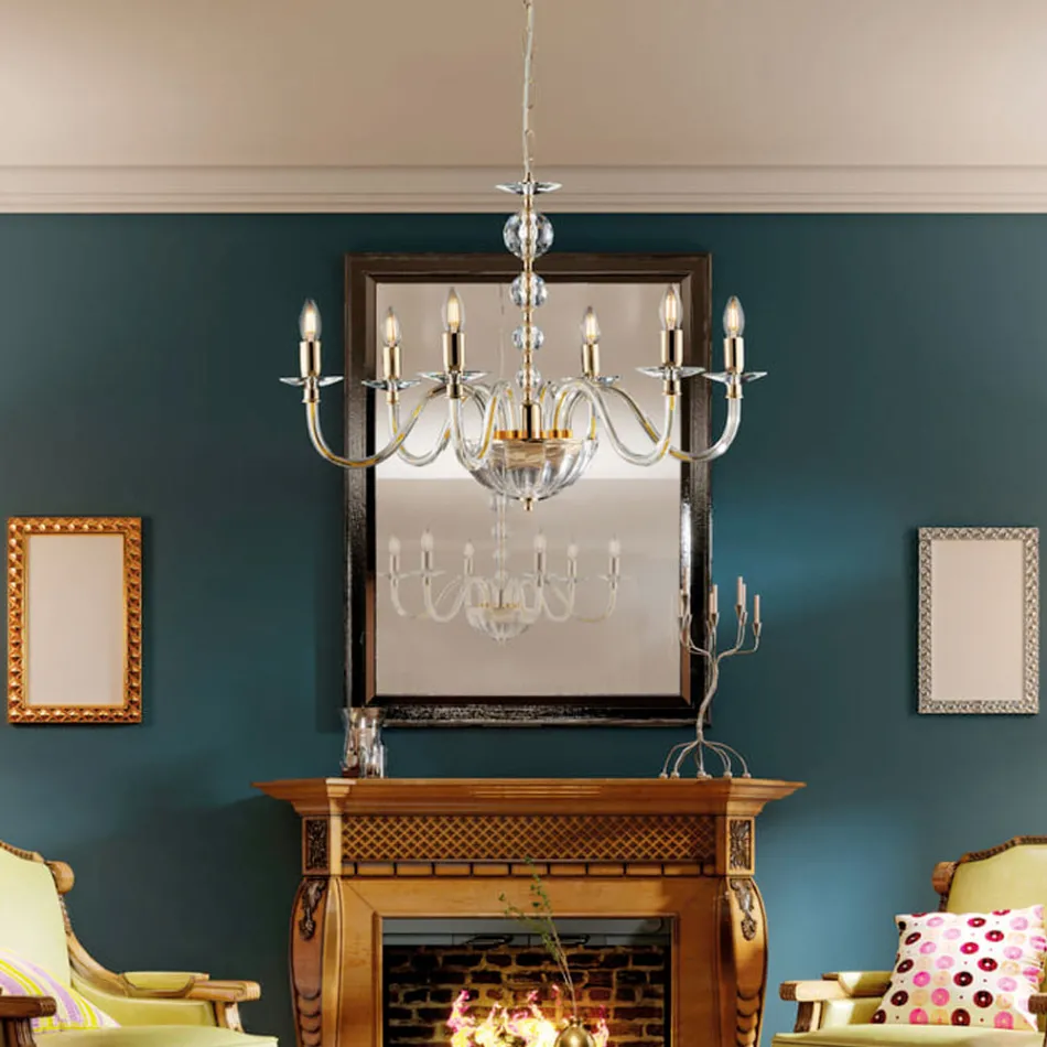 Żyrandol ze szkła i kryształków Made in Italy do wystroju wnętrz - Madryt Viadurini