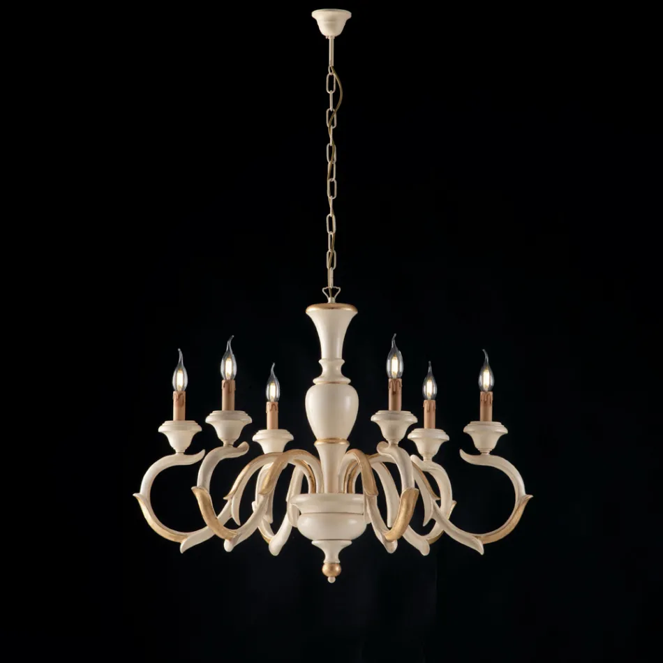 Drewniany żyrandol wyprodukowany we Włoszech do dekoracji wnętrz - Florencja Viadurini