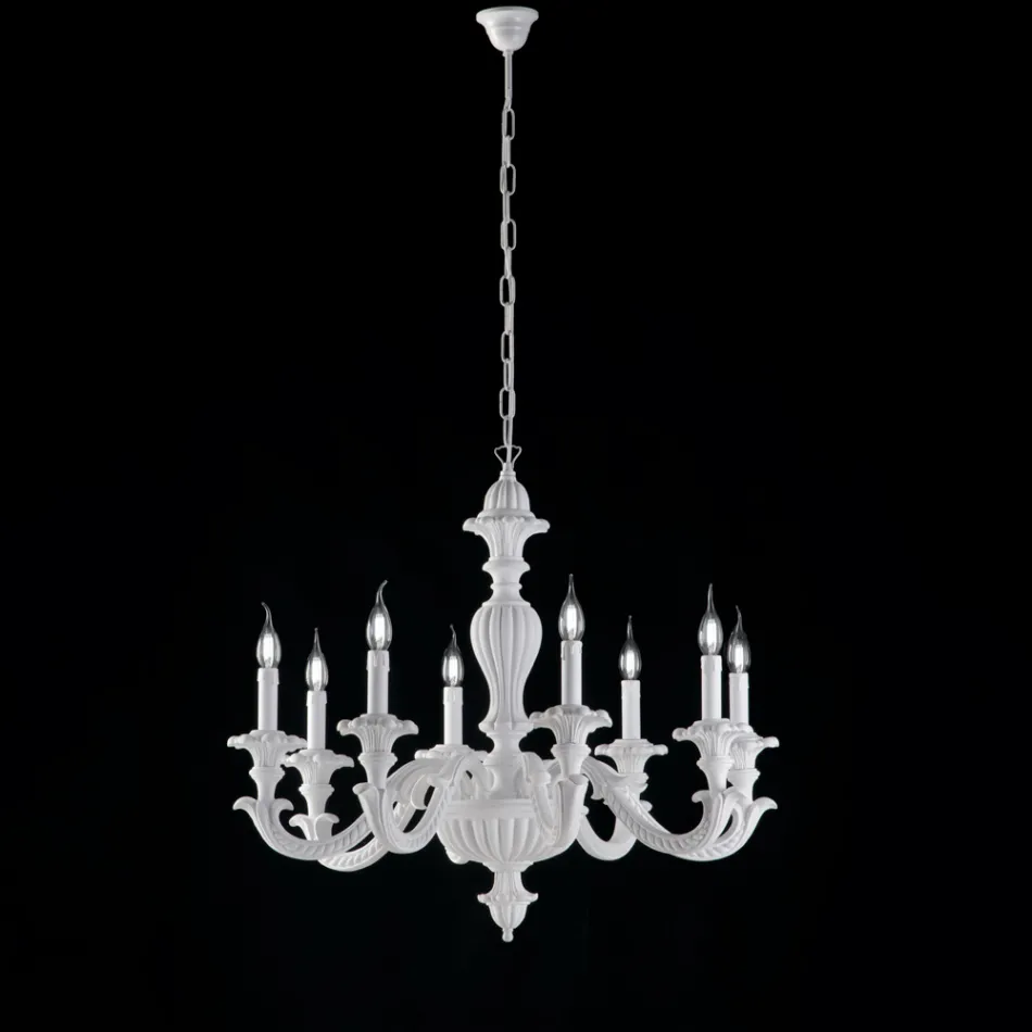 Drewniany żyrandol do dekoracji wnętrz, wyprodukowany we Włoszech - Mediolan Viadurini