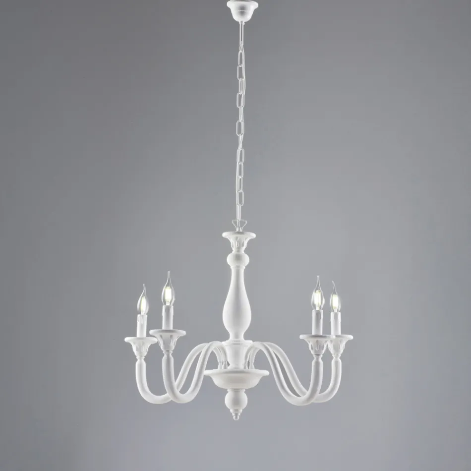 Drewniany żyrandol do dekoracji wnętrz, wyprodukowany we Włoszech - Siena Viadurini