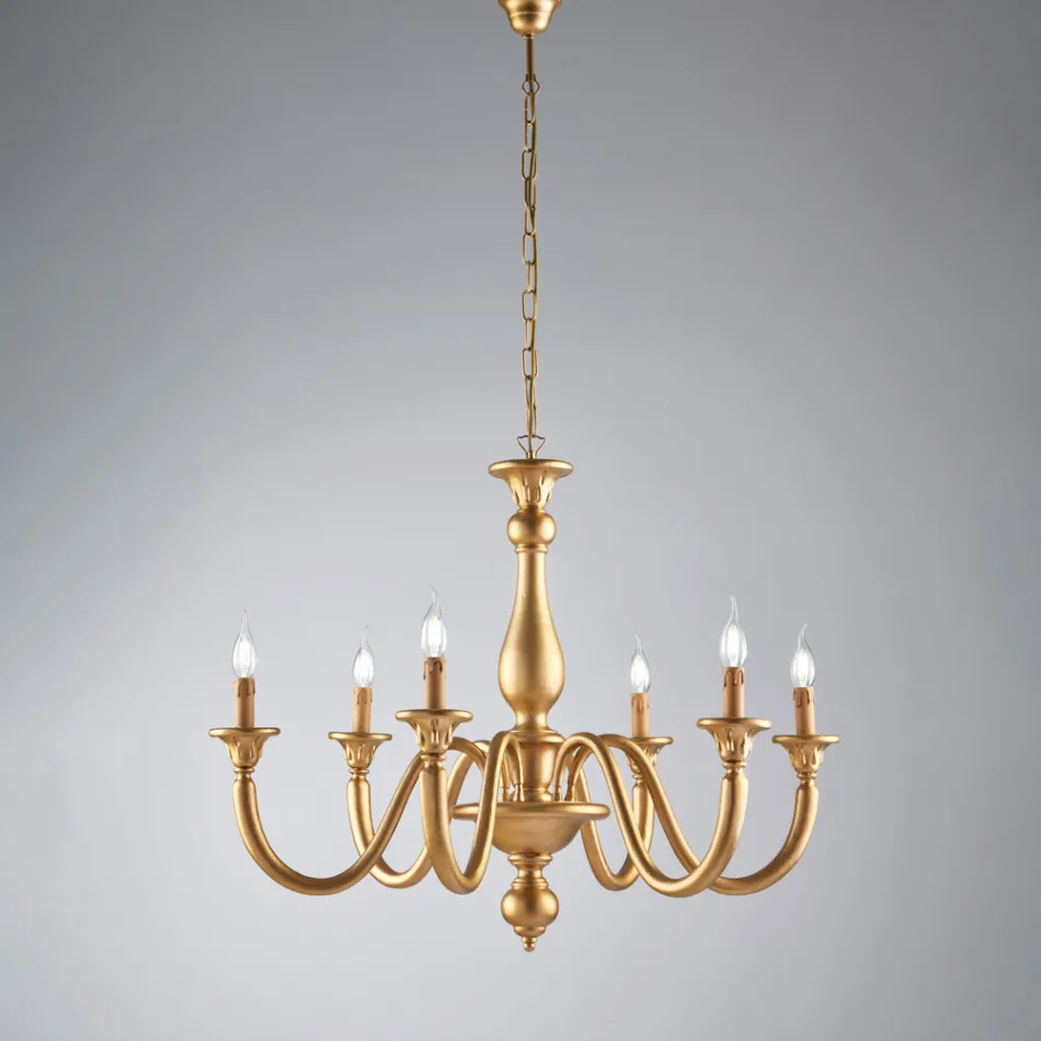 Drewniany żyrandol do dekoracji wnętrz, wyprodukowany we Włoszech - Siena Viadurini