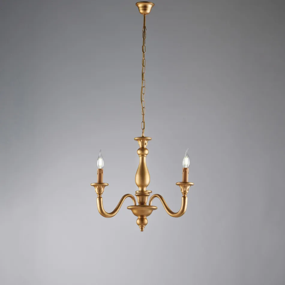 Drewniany żyrandol do dekoracji wnętrz, wyprodukowany we Włoszech - Siena Viadurini