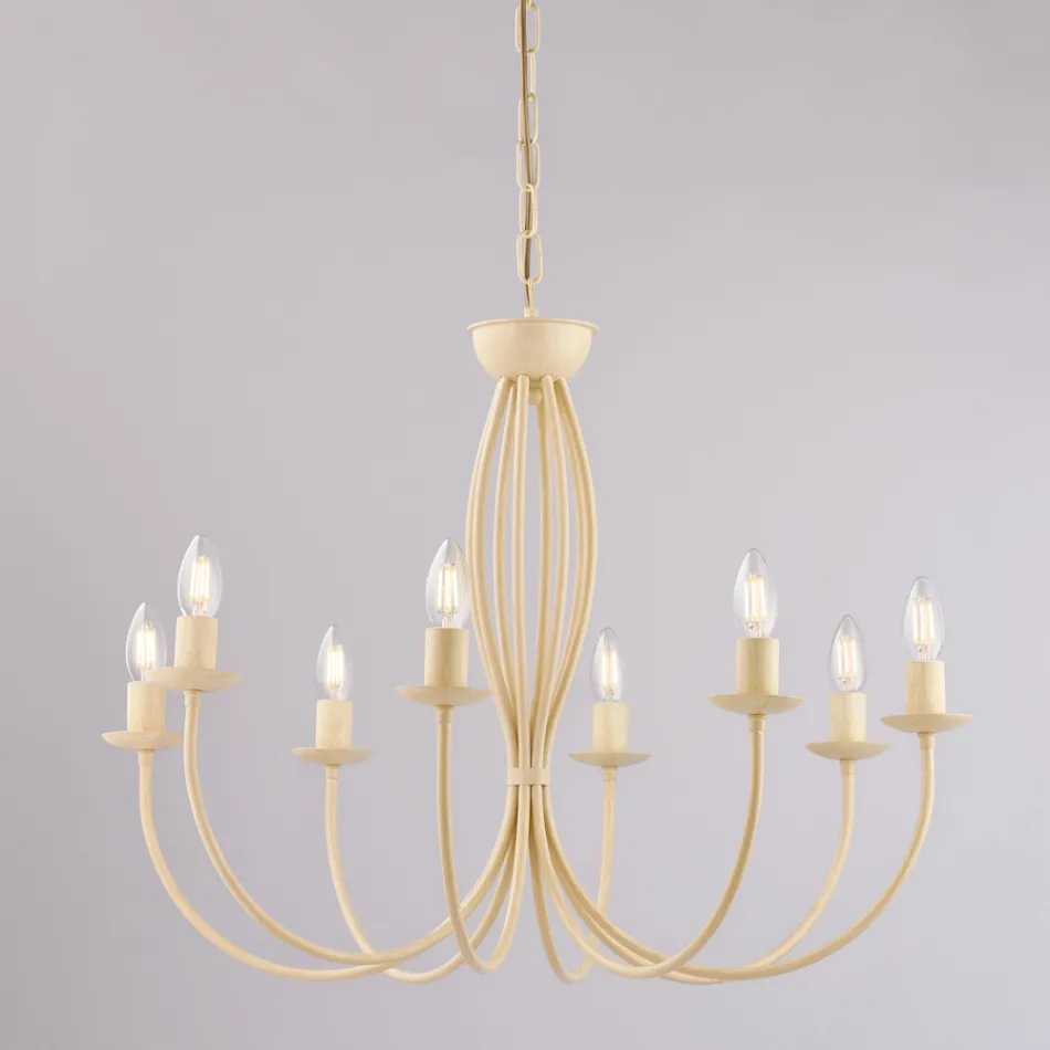 Biały metalowy żyrandol do oświetlenia eleganckich przestrzeni – Roccia Viadurini