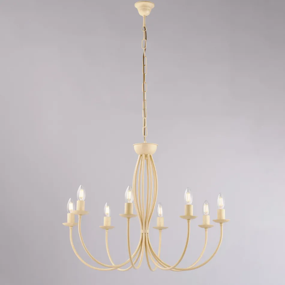 Biały metalowy żyrandol do oświetlenia eleganckich przestrzeni – Roccia Viadurini