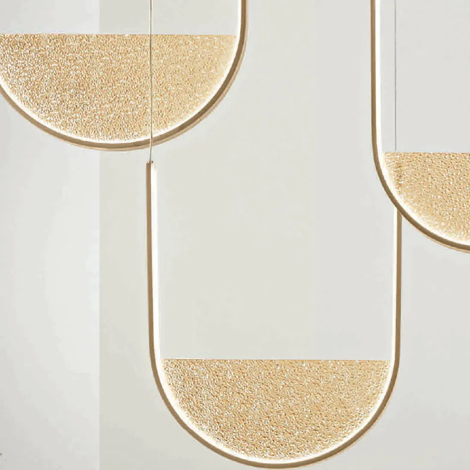 Metalowy żyrandol z wyjmowaną wkładką ze szkła granulowanego - Catalpa Viadurini