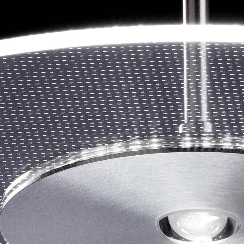 Metalowy żyrandol z dyfuzorem z pleksiglasu z mikrokropkami - Nora Viadurini