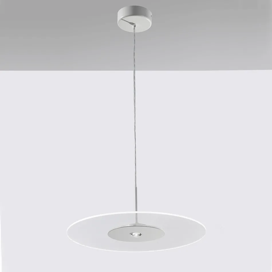 Metalowy żyrandol z dyfuzorem z pleksiglasu z mikrokropkami - Nora Viadurini