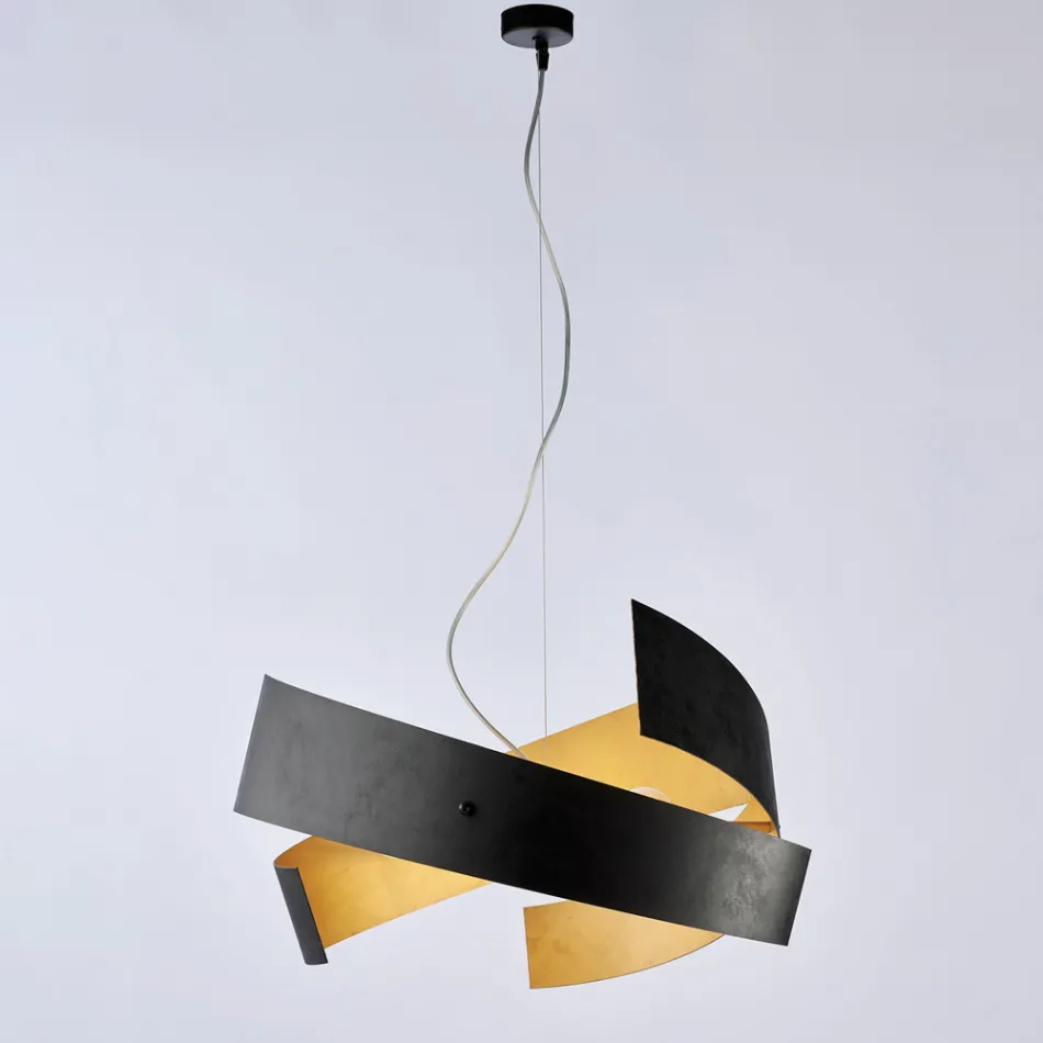 Asteroide: Czarny żyrandol z metalu i szkła do nowoczesnych przestrzeni. Viadurini