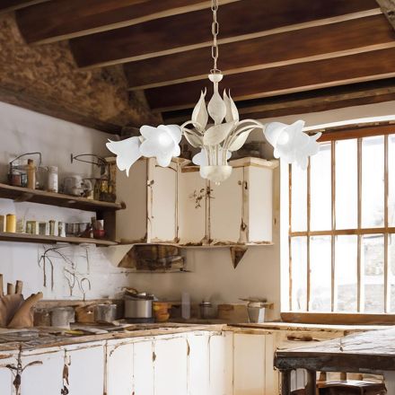 Żyrandol z metalu i szkła do oświetlenia wyrafinowanych wnętrz – Sirio Viadurini