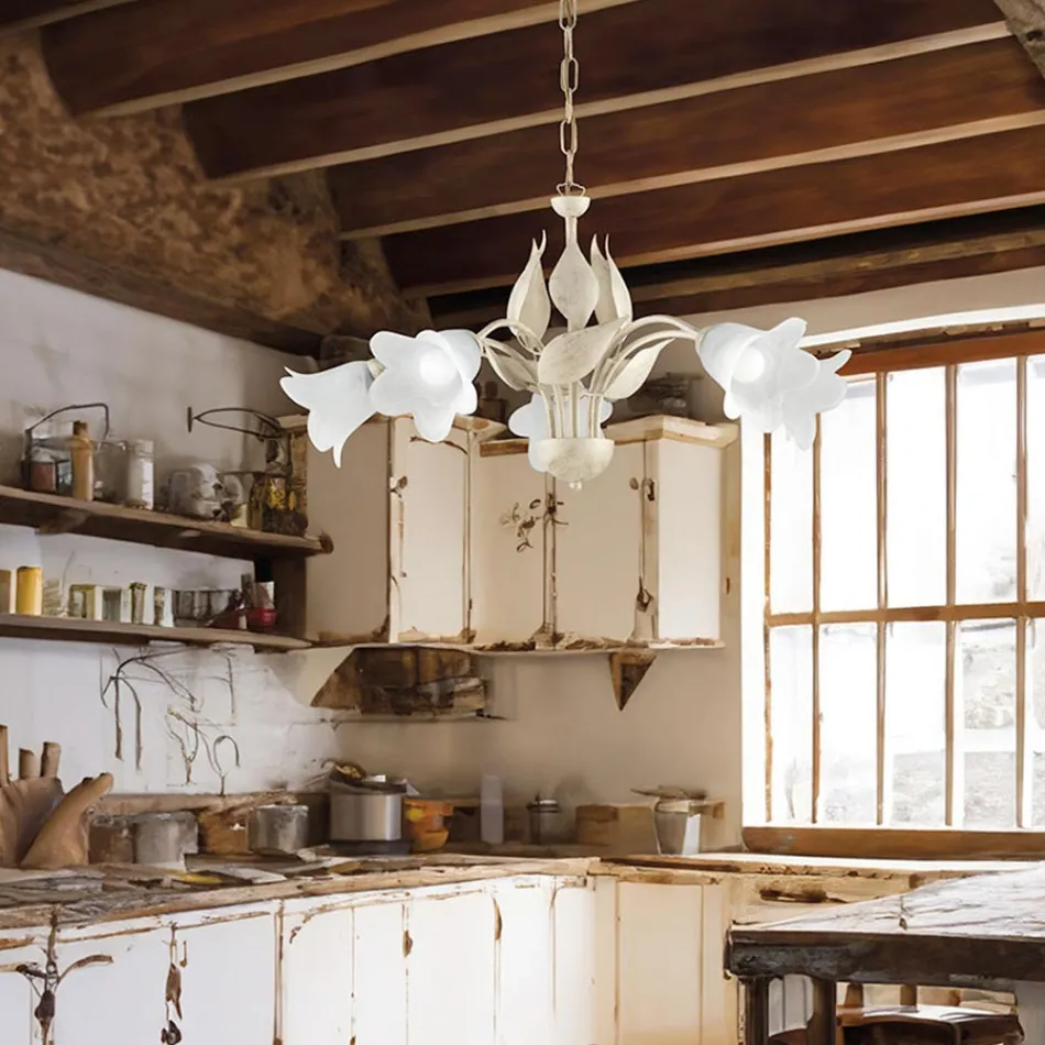 Żyrandol z metalu i szkła do oświetlenia wyrafinowanych wnętrz – Sirio Viadurini