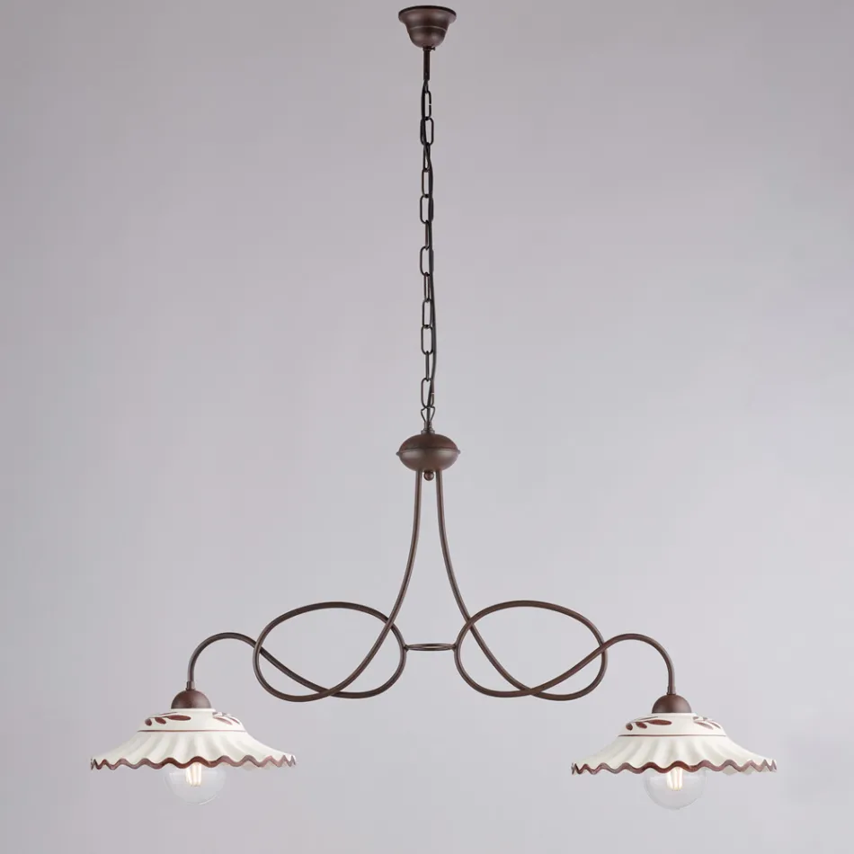 Biały ceramiczny metalowy żyrandol z 2 światłami do użytku wewnątrz pomieszczeń - Polaris Viadurini