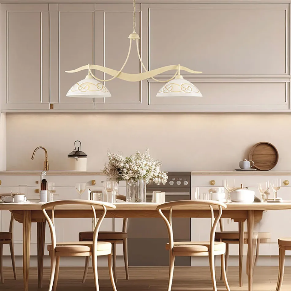 2-punktowy szklany metalowy żyrandol do oświetlenia wnętrz - Musca Viadurini