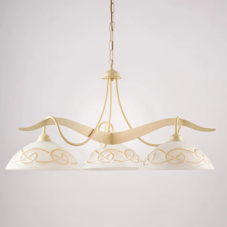 3-punktowy żyrandol ze szkła i metalu do oświetlenia wnętrz - Musca Viadurini