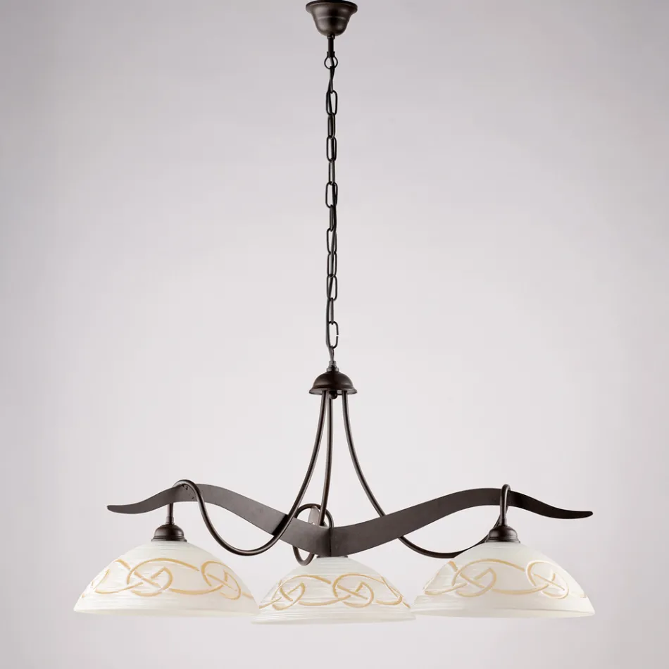 3-punktowy szklany metalowy żyrandol do oświetlenia wnętrz - Musca Viadurini