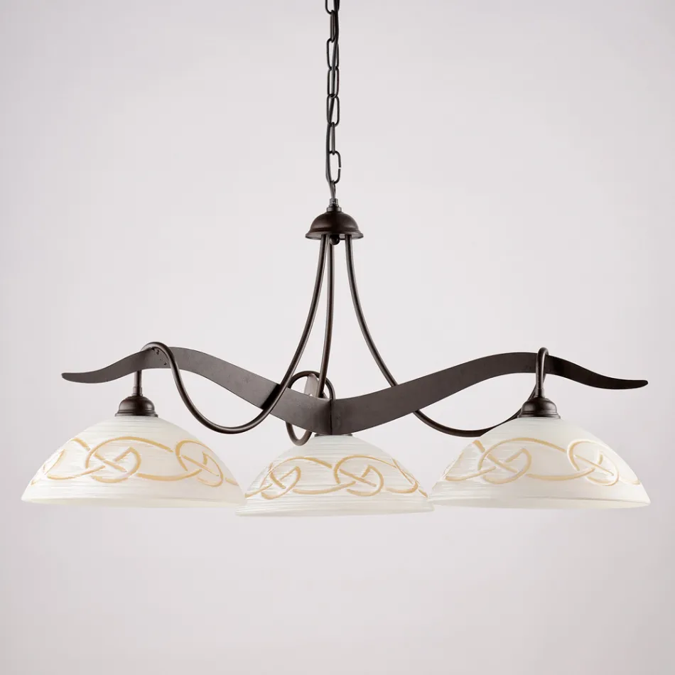 3-punktowy szklany metalowy żyrandol do oświetlenia wnętrz - Musca Viadurini